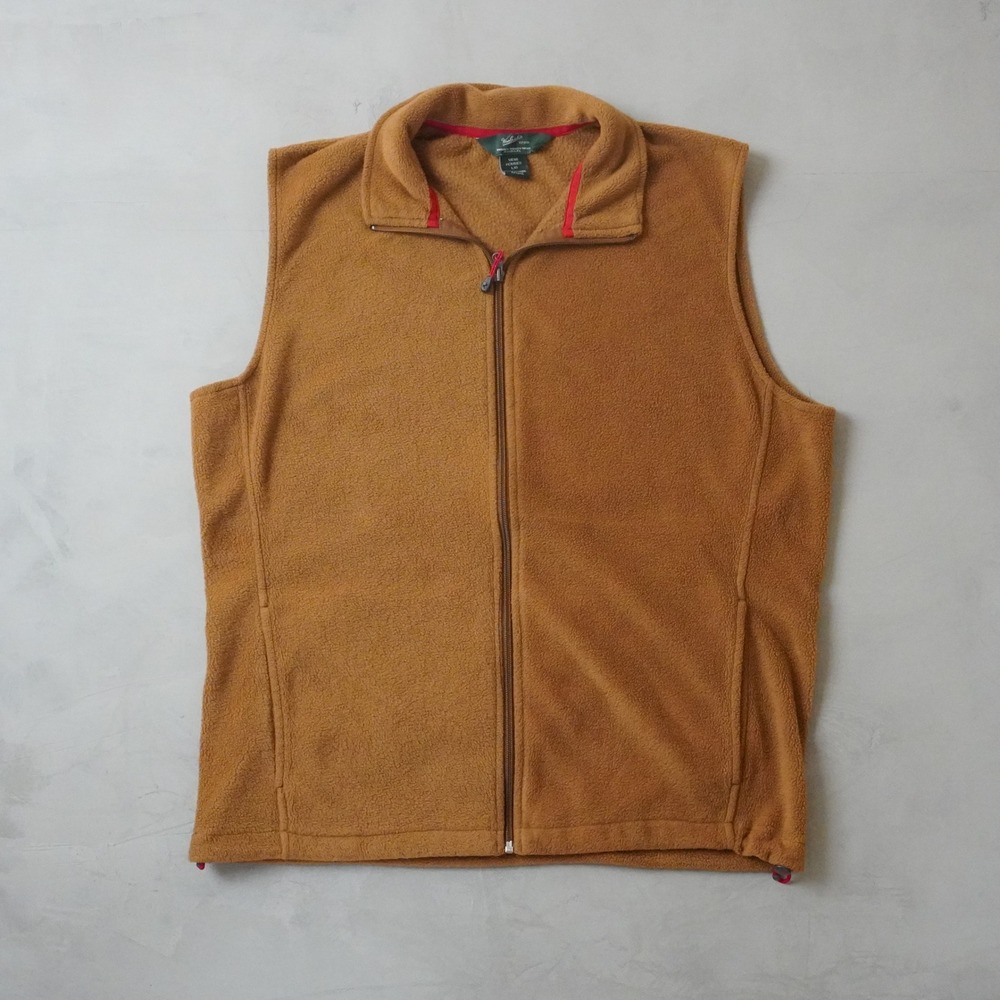 Woolrich Fleece Vest Large Mens Brown Ochre Full Zip Outdoor Layering 18037 CHY
